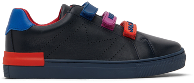 Shop Marc Jacobs Kids Black Rubber Strap Sneakers In 84e Dark Blue