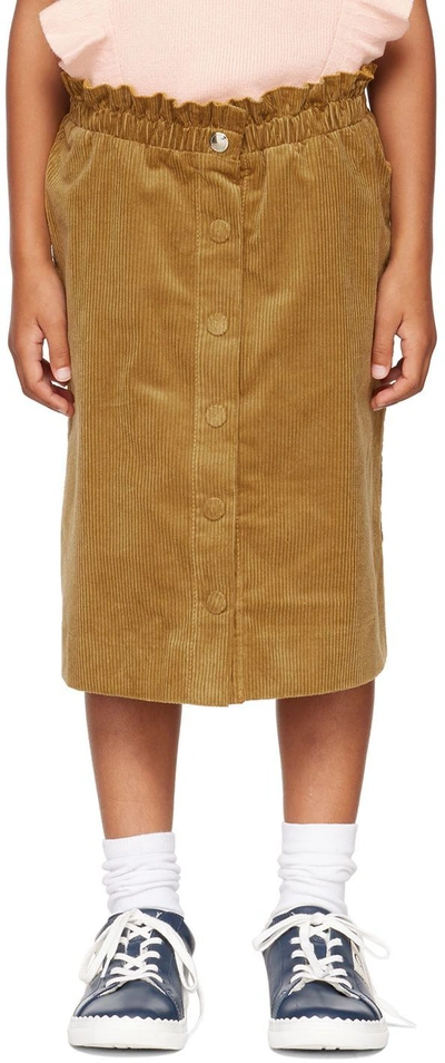 Shop Chloé Kids Yellow Corduroy Maxi Skirt In 570 Gold Yellow