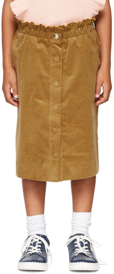 Chloé Kids Yellow Corduroy Maxi Skirt In 570 Gold Yellow