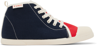 Shop Tinycottons Kids Navy Color Block Sneakers In Navy/deep Red Kb1