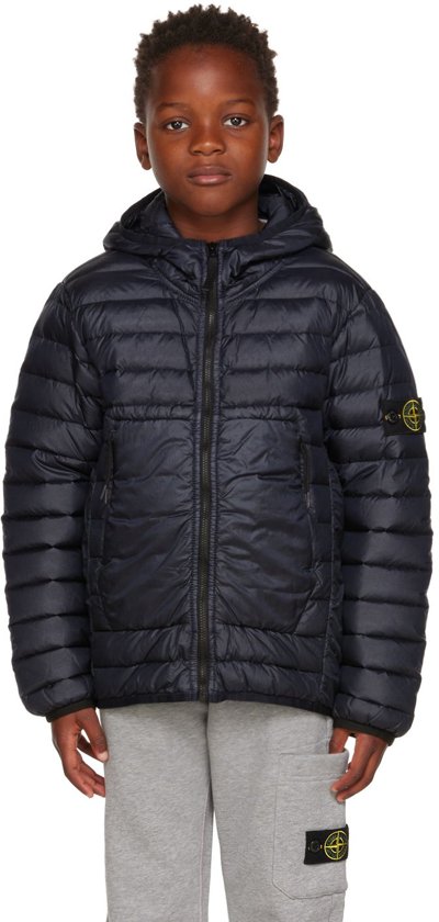 Shop Stone Island Junior Kids Navy Loom Woven Chambers R-nylon Down Jacket In V0020 Navy Blue