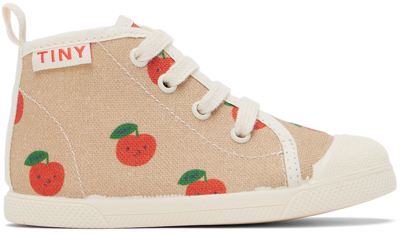 Shop Tinycottons Baby Beige Apples Sneakers In Taupe K25