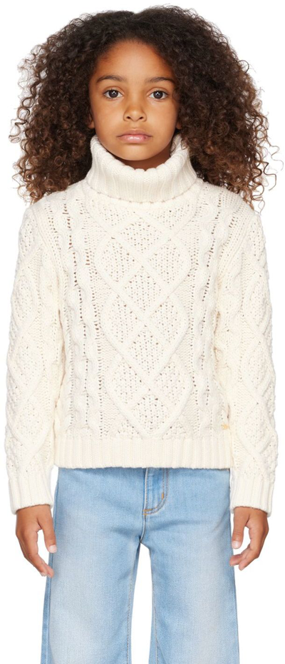 Shop Chloé Kids Off-white Chunky Turtleneck In 148 Ivory