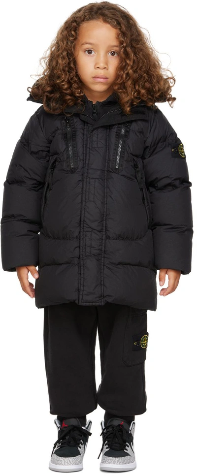 Shop Stone Island Junior Kids Black Garment Dyed Crinkle Reps R-nylon Down Jacket In V0029 Black