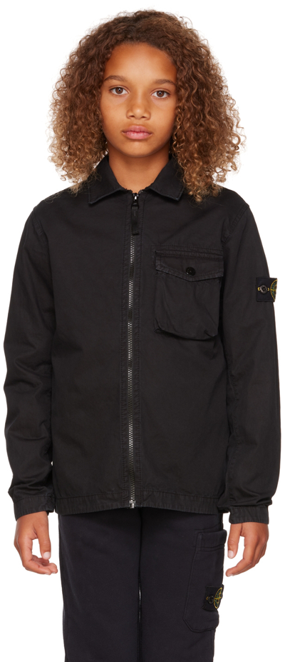 Shop Stone Island Junior Kids Black Cotton Jacket In V0129 Black
