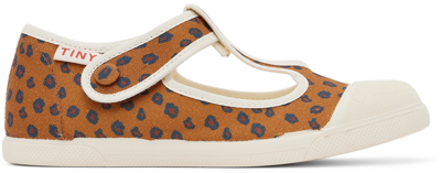 Shop Tinycottons Kids Tan Animal Print Mary Jane Sneakers In Mustard K21