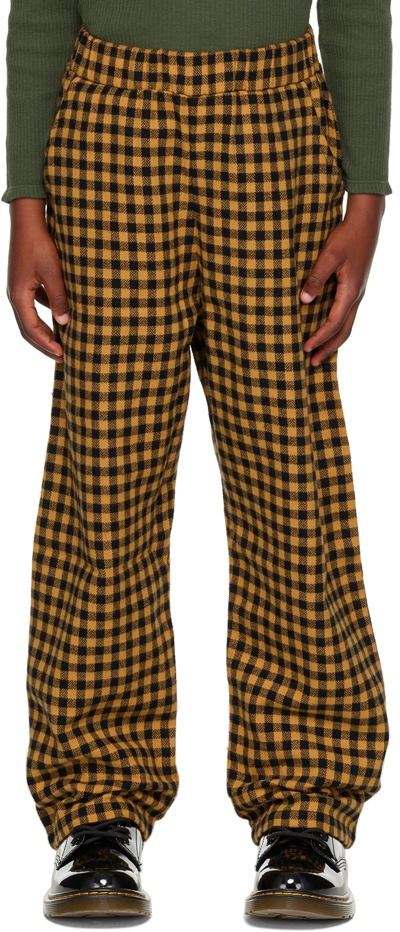 Shop The Campamento Kids Yellow Checked Trousers
