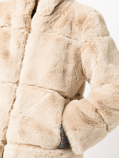 Shop Apparis Panelled Faux-fur Coat In Latte