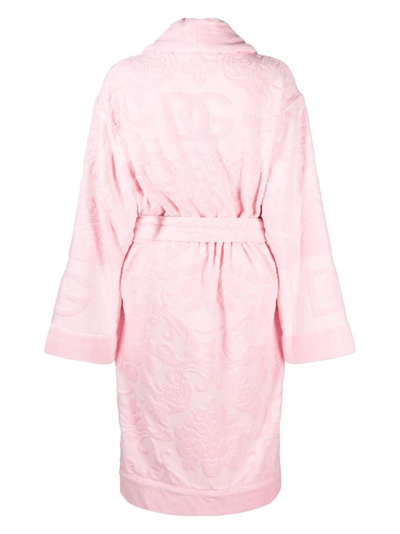 Shop Dolce & Gabbana Long-sleeve Bathrobe In Pink