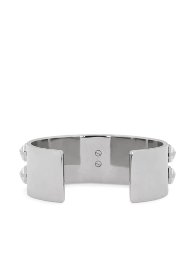 Shop Dolce & Gabbana Leather Cuff Bracelet In Silver