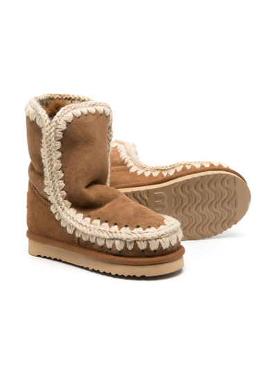 Shop Mou Eskimo Suede Ankle Boots In Brown