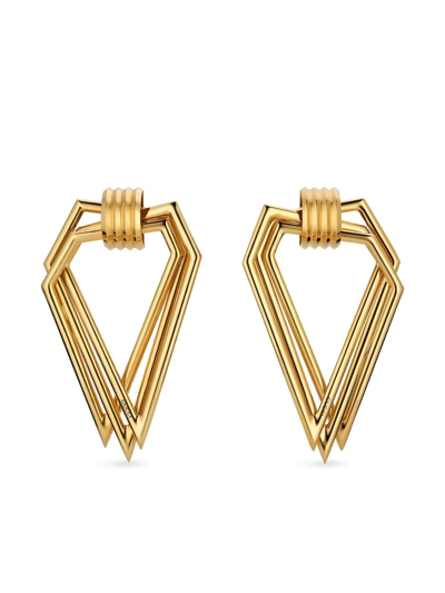 Shop Gucci Multi-triangle Shape Earrings In Gold