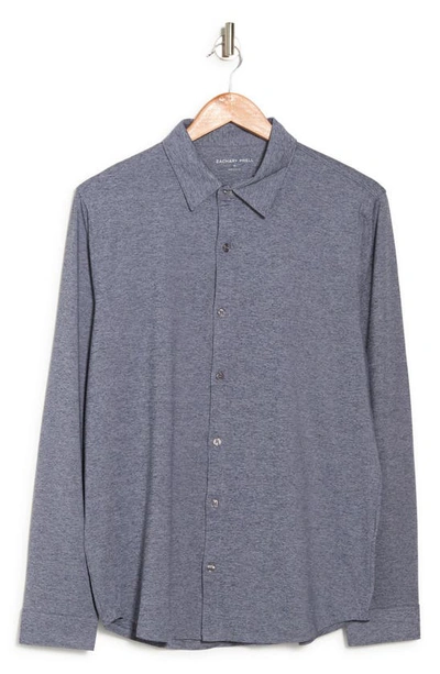 Shop Zachary Prell Bill Stretch Knit Button-up Shirt In Navy
