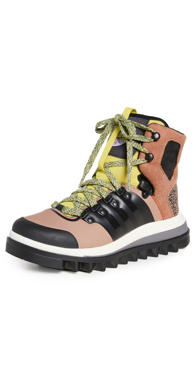 Shop Adidas By Stella Mccartney Eulampis Boots In Camel/core Black/shock Yellow