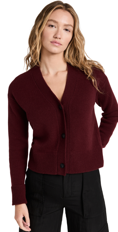 Shop Vince 3 Button Boxy Cardigan In Plum Wine