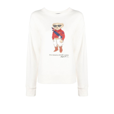 Shop Polo Ralph Lauren White Polo Bear Print Sweatshirt