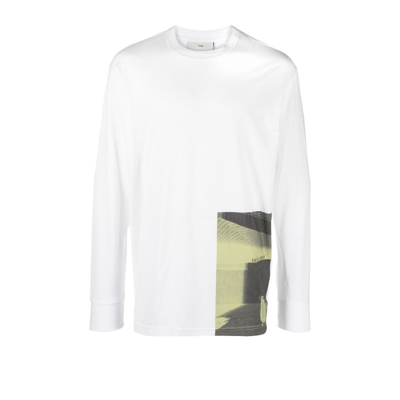 Shop Song For The Mute White Digital Retro Long Sleeve Cotton T-shirt