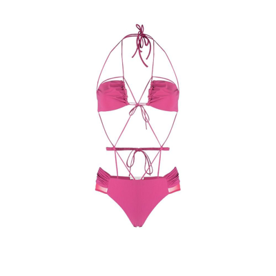 Shop Nensi Dojaka Pink Ruched Swimsuit In Neutrals