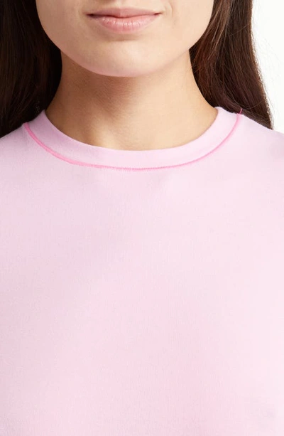 Shop Skims Long Sleeve Stretch Cotton T-shirt In Bubble Gum