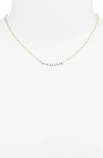 Shop Meira T Mini Riviera Diamond Paper Clip Necklace In White