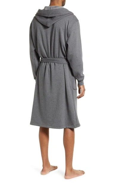 Shop Ugg Leeland Hooded Stretch Cotton Robe In Charcoal Heather