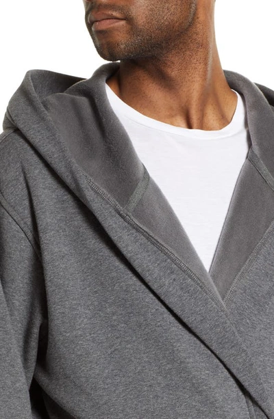 Shop Ugg Leeland Hooded Stretch Cotton Robe In Charcoal Heather