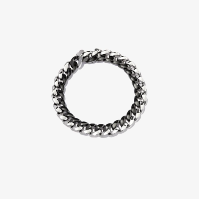 Shop Shay 18k White And Black Gold Flat Essential Link Bracelet In Silver