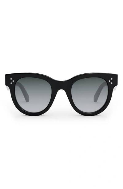 Celine Bold 3 Dots 48mm Square Sunglasses In Shiny Black / Gradient Smoke
