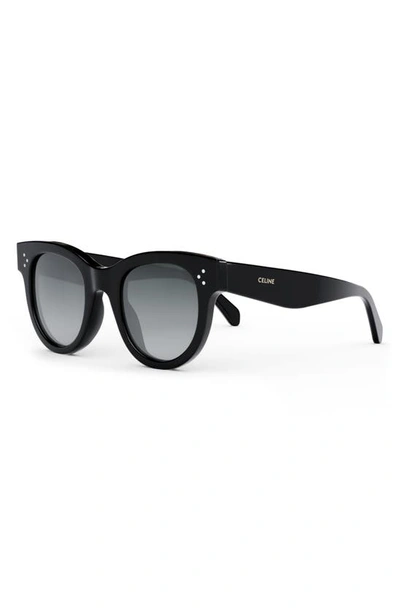 Celine Bold 3 Dots 48mm Square Sunglasses In Shiny Black / Gradient Smoke