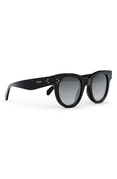 Celine Bold 3 Dots 48mm Square Sunglasses In Shiny Black / Gradient Smoke