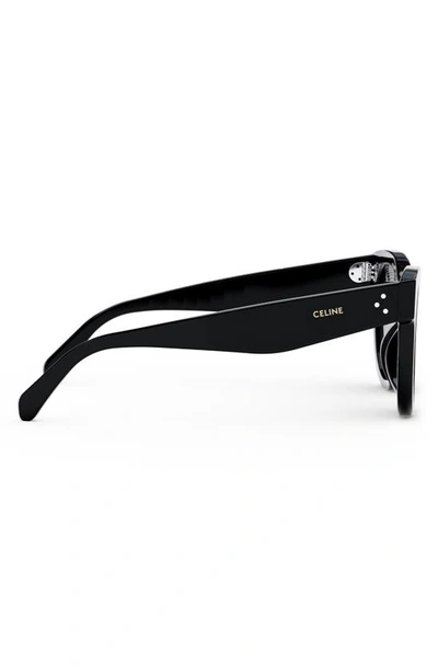 Shop Celine Bold 3 Dots 48mm Square Sunglasses In Shiny Black / Gradient Smoke