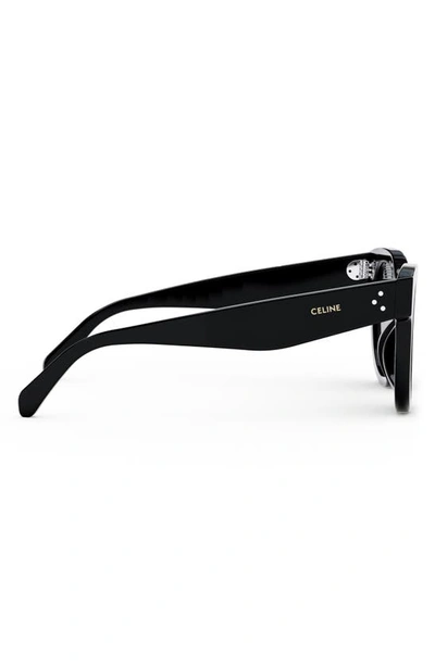 Celine Bold 3 Dots 48mm Square Sunglasses In Shiny Black / Gradient Smoke