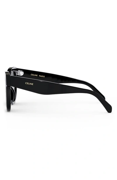 Celine Bold 3 Dots 48mm Square Sunglasses In Shiny Black / Gradient Smoke