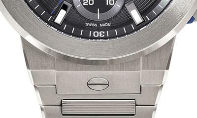 Shop Ferragamo F-80 Titanium Tech Chronograph Bracelet Watch, 44mm In Titanium/ Black