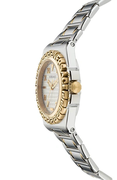Shop Versace Greca Reaction Bracelet Watch, 44mm In Ip Yellow Gold/ Steel