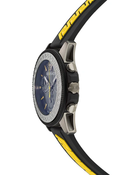 Shop Versace Greca Action Chronograph Silicone Strap Watch, 45mm In Ip Gunmetal