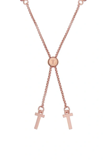 Shop Ted Baker Melrah Icon Crystal Slider Tennis Bracelet In Rose Gold Rainbow Crystal