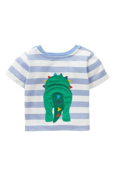 Shop Mini Boden Appliqué Cotton T-shirt In Ivory/ Surfboard Blue Dino