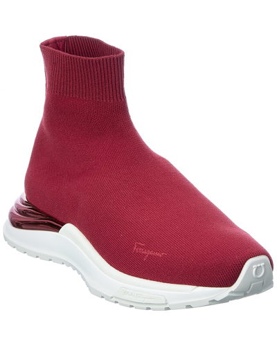 Shop Ferragamo Salvatore  Ninette Knit Sock Sneaker In Red