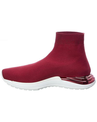 Shop Ferragamo Salvatore  Ninette Knit Sock Sneaker In Red