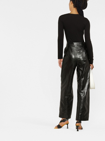 Shop Maison Margiela Round-neck Long-sleeve Bodysuit In Black