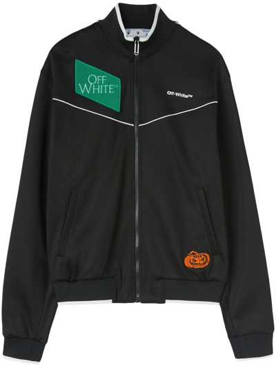 Shop Off-white Black Embroidered-logo Zipped Track Jacket In Nero