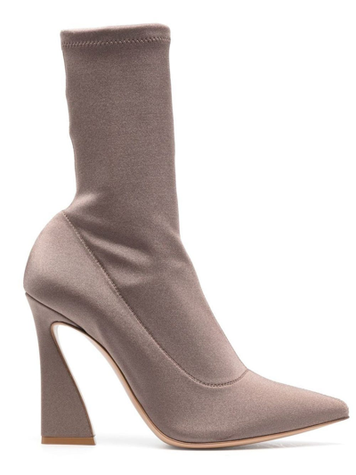 Shop Gianvito Rossi Grey  Pull-on Pointed-toe Ankle Boots In Beige