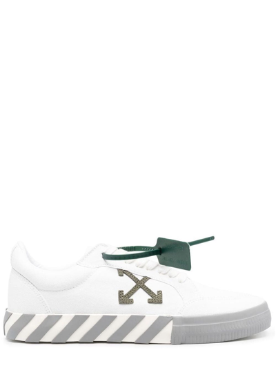 Shop Off-white Grey Low Vulcanized Canvas Sneakers In White