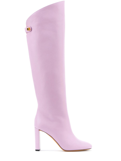 Shop Maison Skorpios Lilac Adriana Boots With Gold Clip In Purple