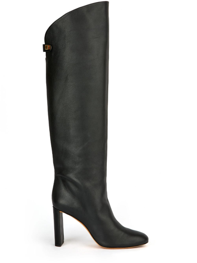 Shop Maison Skorpios High Heel Nappa Black Leather Boots In Nero