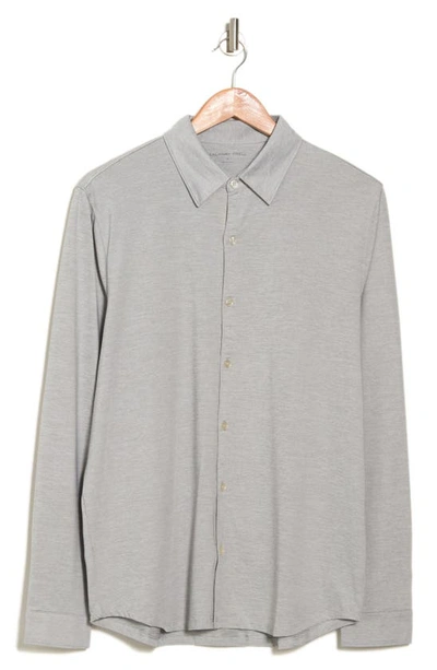 Shop Zachary Prell Bill Stretch Knit Button-up Shirt In Light Grey