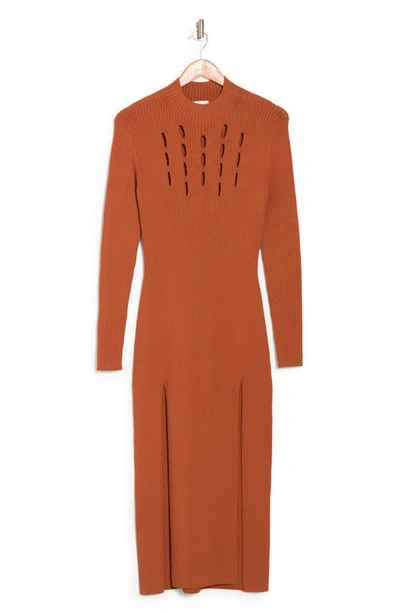 Shop Ronny Kobo Aidy Cutout Long Sleeve Maxi Dress In Brown