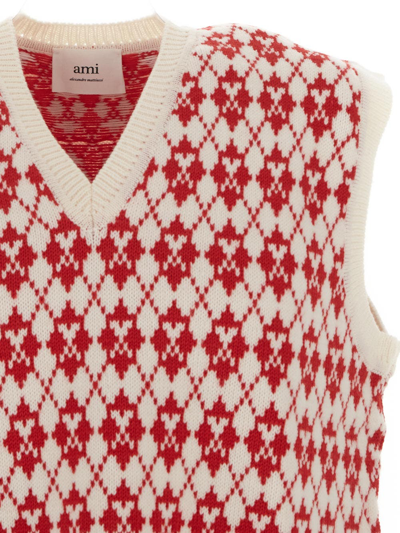 Shop Ami Alexandre Mattiussi Knitted Wool Vest In Red