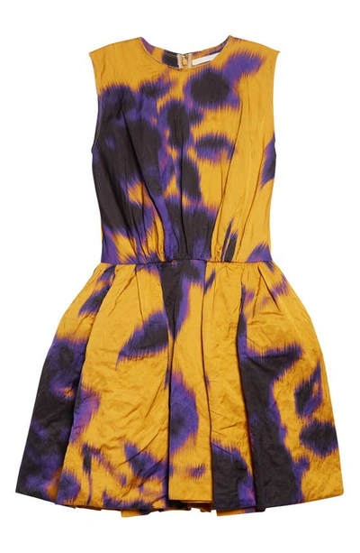 Shop Jason Wu Collection Abstract Print Sleeveless Peplum Dress In Ocher Plum